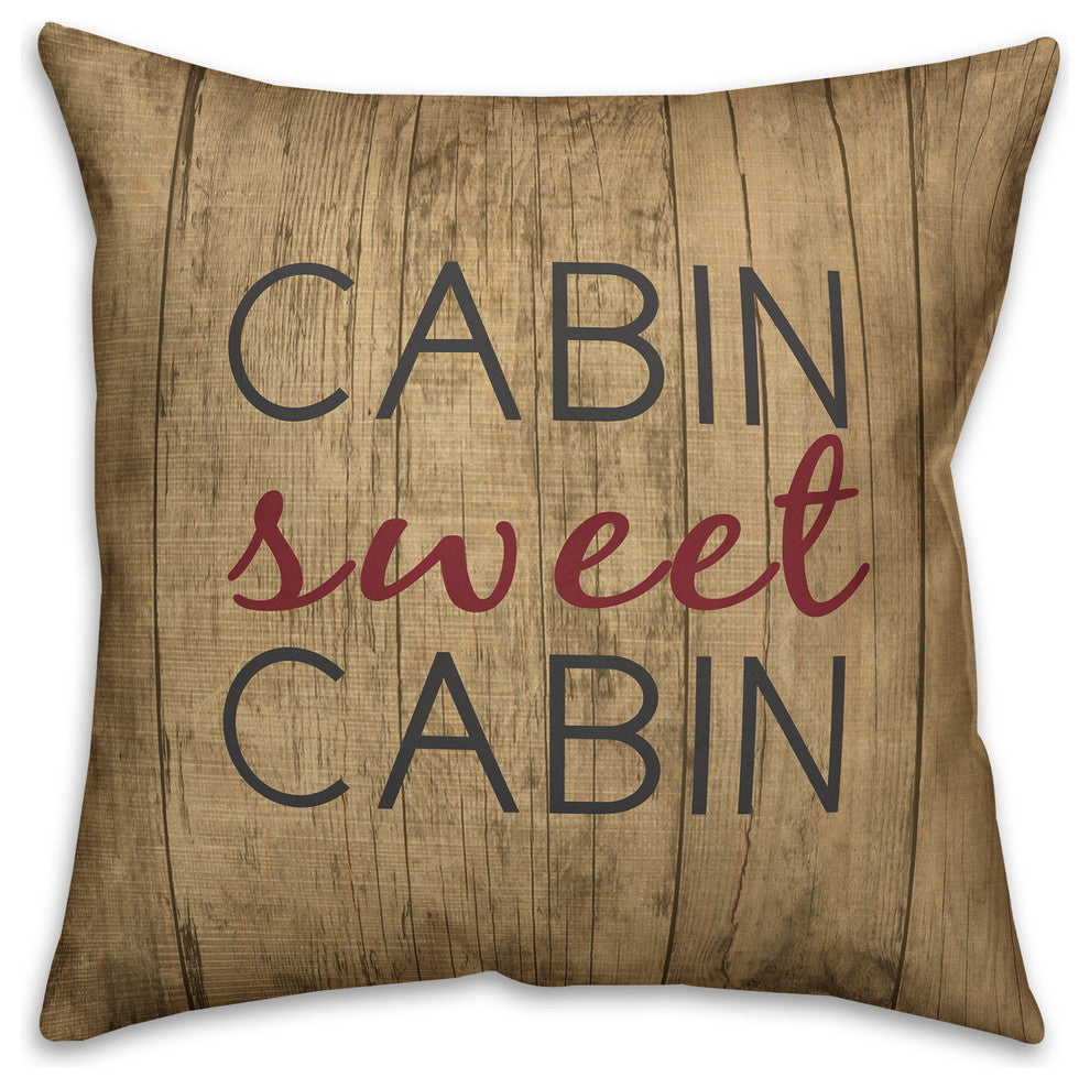 Rustic Cabin Sweet Cabin Spun Poly Pillow, 18x18