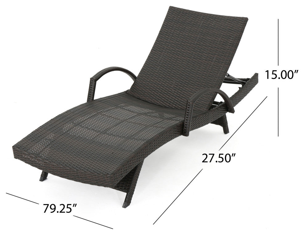 GDF Studio Savana Outdoor Wicker Lounge With Arms With Cushion, Set of 1