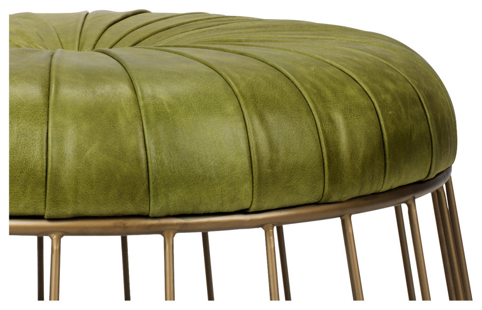 Retro Radcliffe Leather Ottoman Green - Green