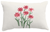 Daffodils Floral Print Throw Pillow With Linen Texture, Rust, 14"x20"
