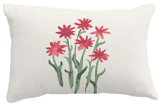 Daffodils Floral Print Throw Pillow With Linen Texture, Rust, 14"x20"