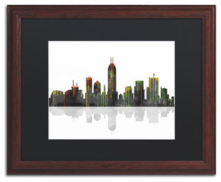'Indianapolis, Indiana Skyline' Matted Framed Canvas Art by Marlene Watson