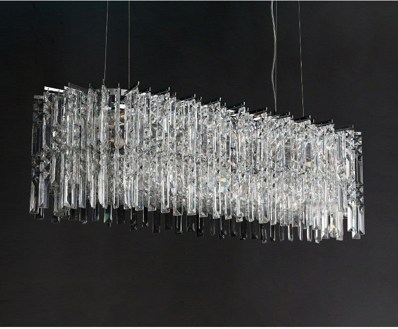 Agrigento | Modern Chrome Crystal LED Chandelier For Dining Room, Warm Light, Non-Dimmable