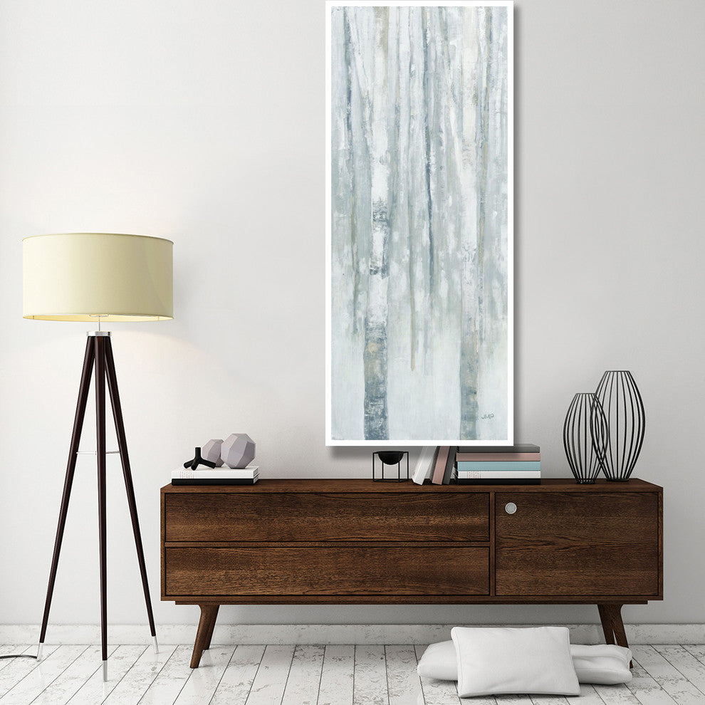 "Birches in Winter Blue Gray Panel I" Print by Julia Purinton, 32"x77"