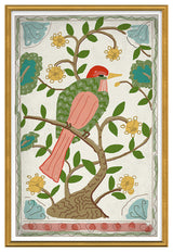Pink Throated Thrush Fine Art Print, Gold, 28"x19"