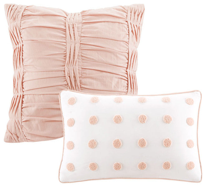 Urban Habitat Brooklyn Pom-Pom 7-Piece Duvet Cover Set, Pink