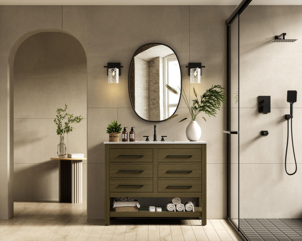 Home Living 42" Single Bathroom Vanity, Chestnut Brown