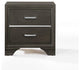 Benzara BM185456 Wooden Two Drawer Nightstand With Bracket Legs, Gray