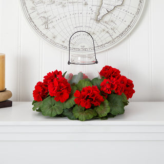 16" Artificial Geranium Candelabrum