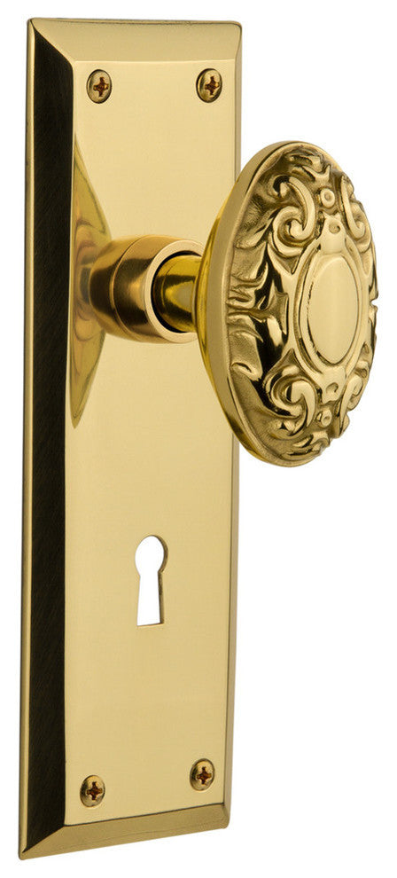 New York Plate Passage Victorian Knob, Unlacquered Brass