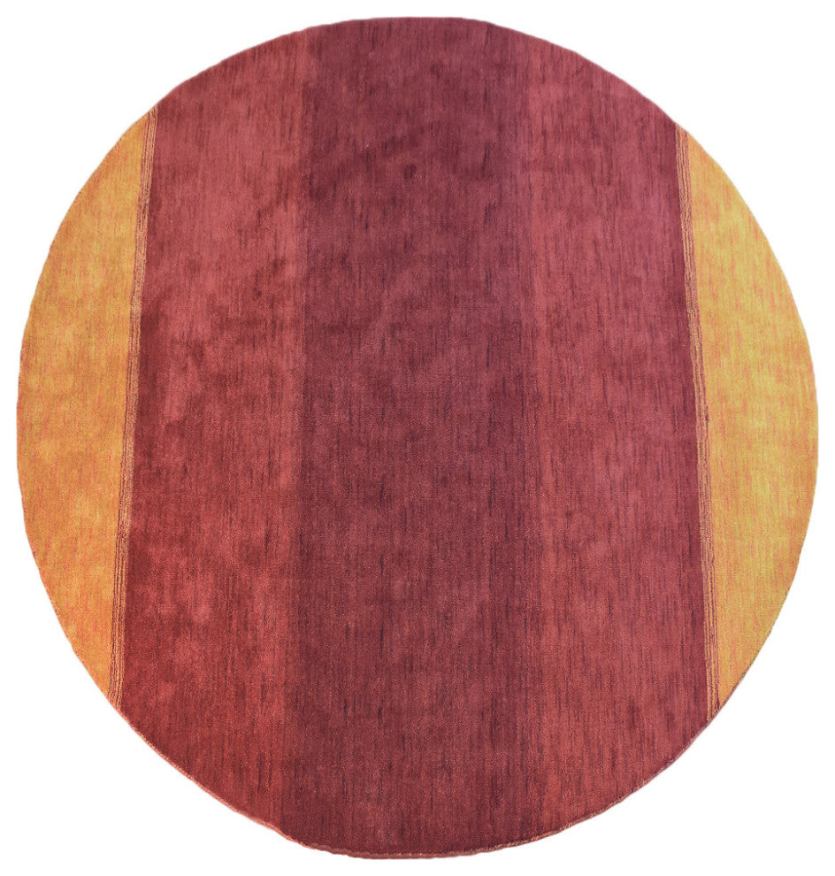 HAND KNOTTED LOOM WOOL ECO-FRIENDLY AREA RUGS - Round, Orange, Contemporary