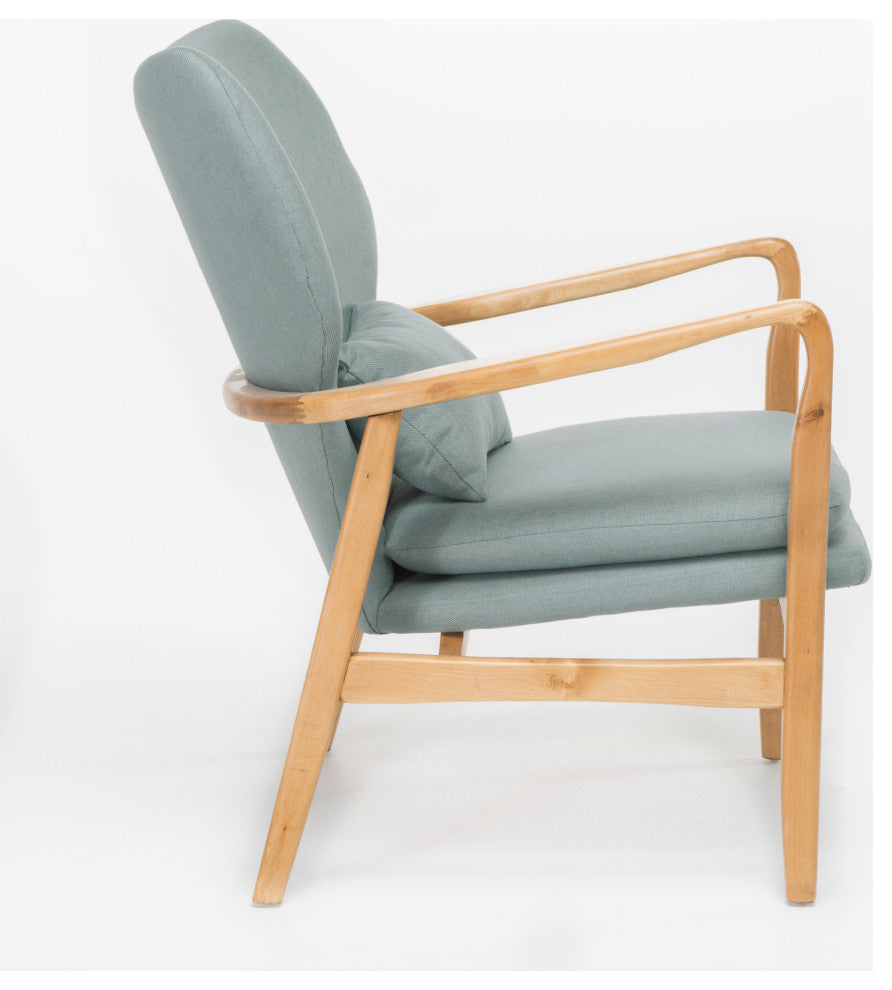 GDF Studio Kama Accent Armchair, Light Blue/Walnut