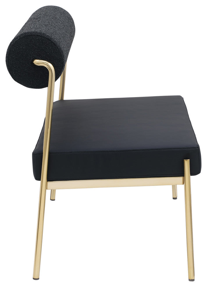 Carly Vegan Leather Upholstered Vegan Leather Bench, Black