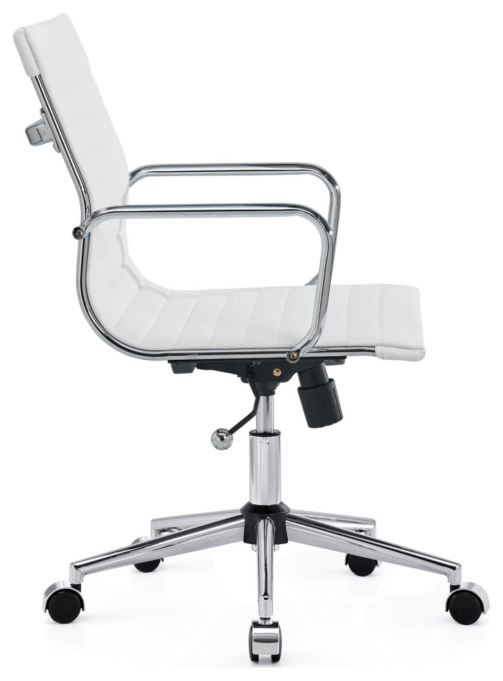 LUXMOD Mid Back PU Computer Office Desk Chair, White