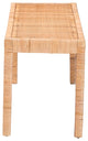 Modern Bohemian Natural Rattan and Mahogany Wood Long Accent Bench