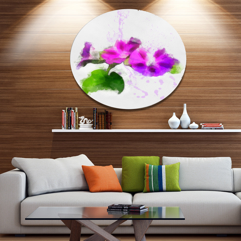 Stem Of Convolvulus Flower Drawing, Floral Disc Metal Artwork, 11"