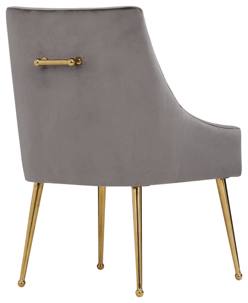 Modrest Castana Modern Gray Velvet and Gold Dining Chair, Set of 2