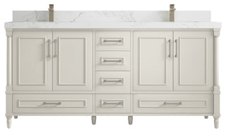 Aberdeen 72" Double Sink Bath Vanity, Alabaster 2" Calacatta Nuvo