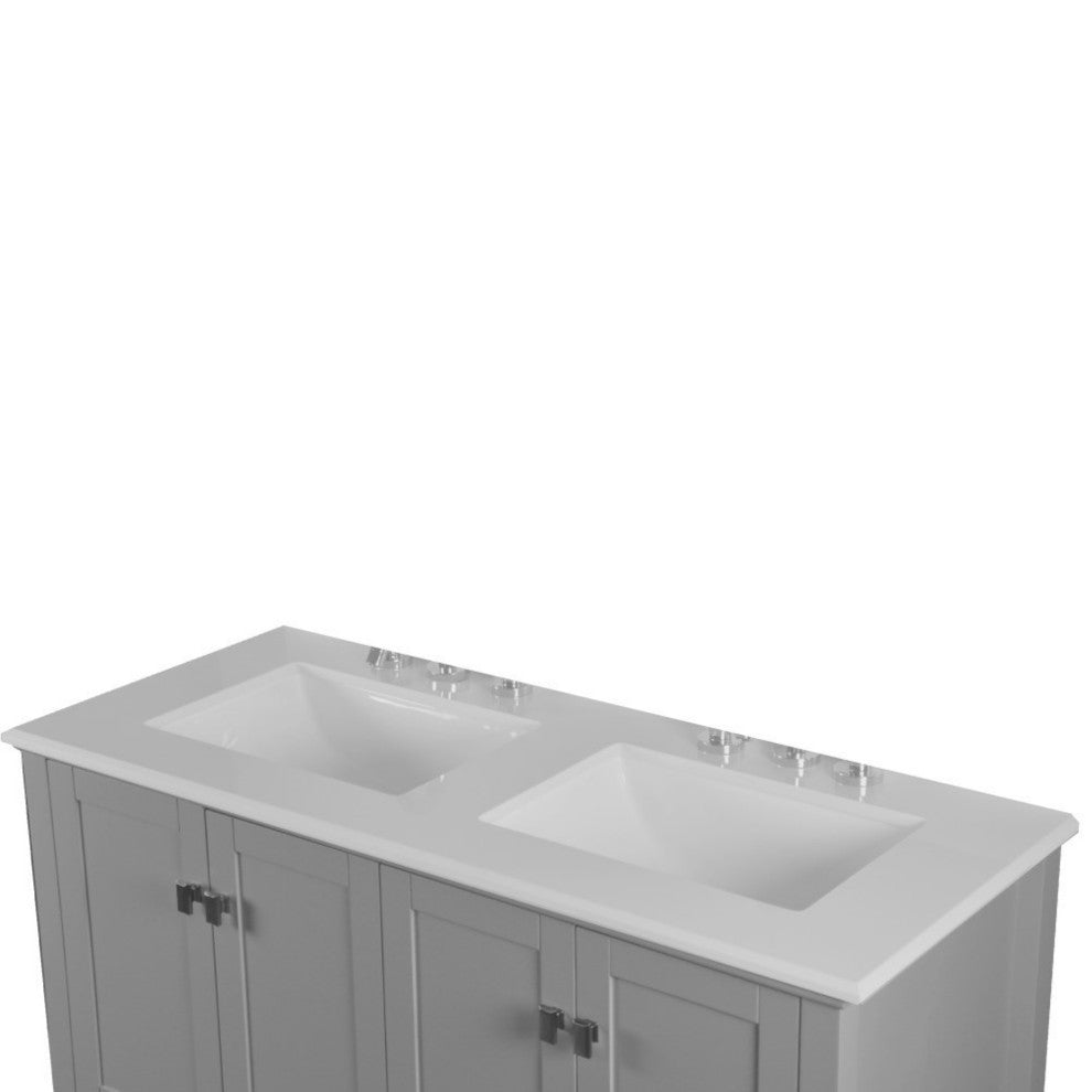 49" Double Vanity, Light Gray With Engineered Stone Top
