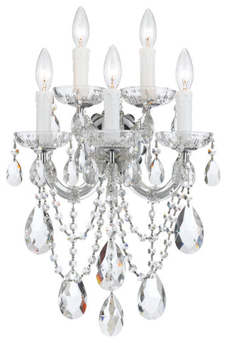 Maria Theresa 5-Light Sconce, Polished Chrome, Crystal Beads