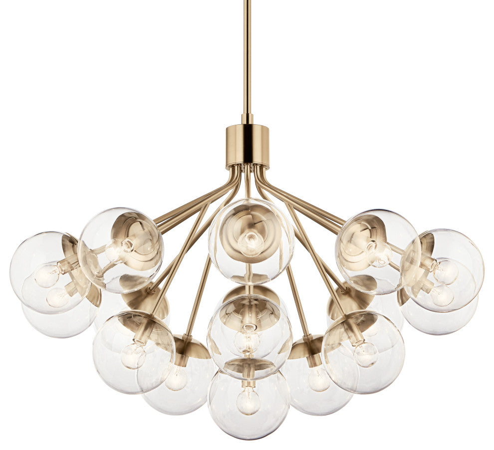 Silvarious Convertible Chandelier, Champagne Bronze Clear, 16 Light Clear