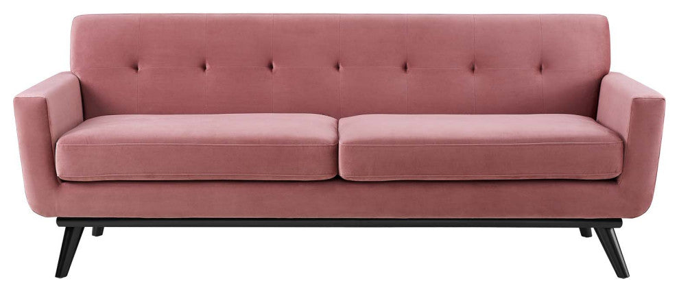 Sofa, Pink, Velvet, Modern, Mid Century Living Hotel Lounge Cafe Lobby