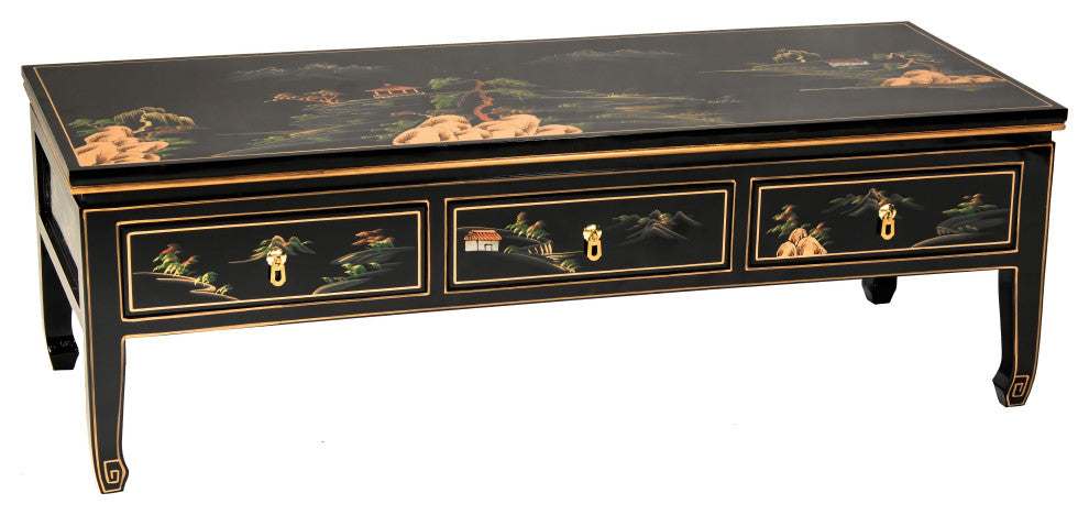 Black Lacquer Coffee Table Landscape