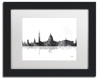 Watson 'Washington DC Skyline BG-1' Art, Black Frame, 11"x14", White Matte