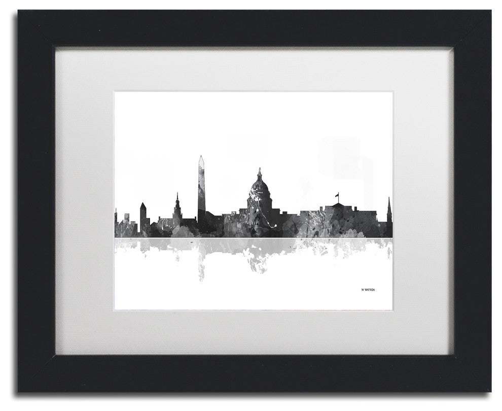 Watson 'Washington DC Skyline BG-1' Art, Black Frame, 11"x14", White Matte