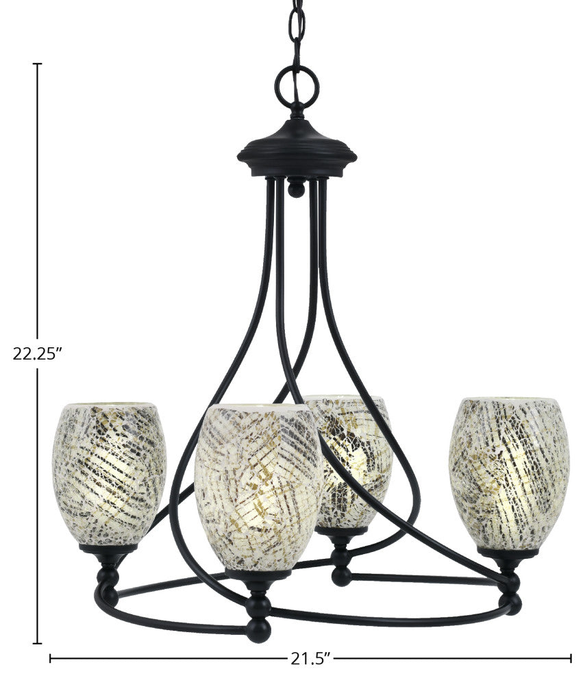 Capri 4-Light Chandelier, Matte Black/Natural Fusion