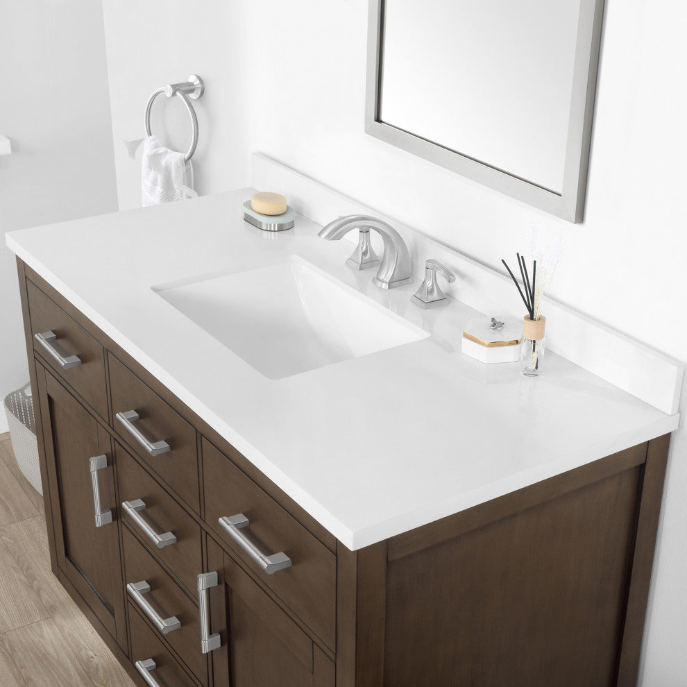 Ove Decors Bailey 48" Single Sink Vanity, Almond Latte With Black Hardware