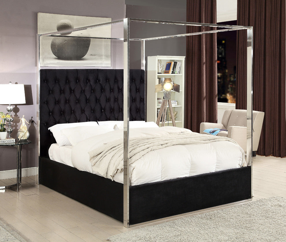 Porter Velvet Bed, Black, Queen