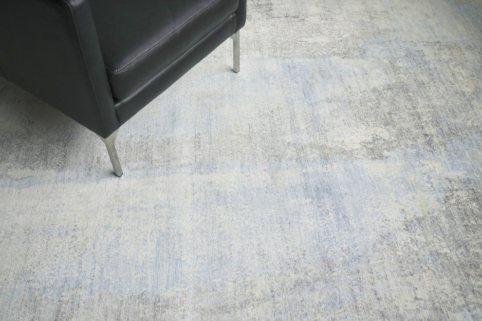 Fine Pure Silk Hand-Knotted Silk Ivory/Dark Gray/Multi Area Rug