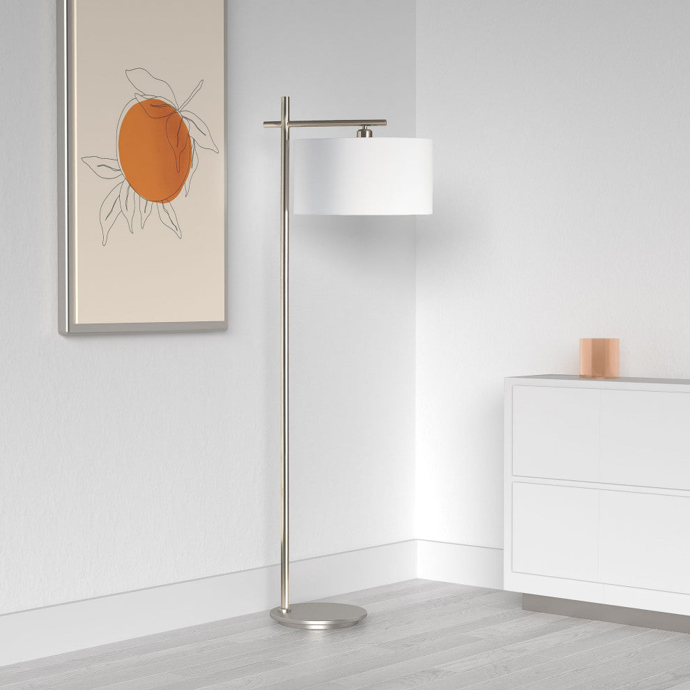 1-Light Floor Lamp, Satin Chrome Finish