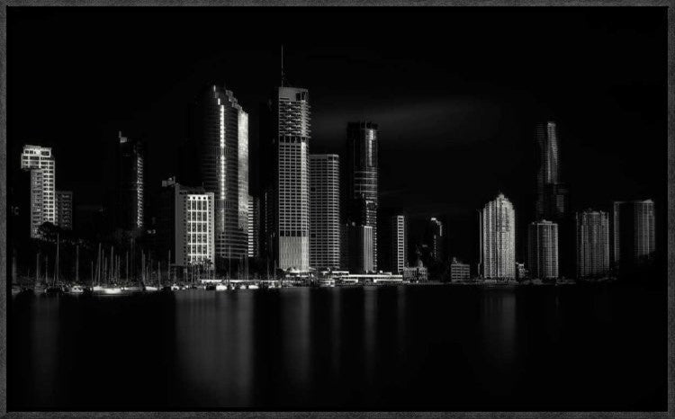 "Brisbane City Of Light" Framed Canvas Giclee by Steven Fudge, 23x14"