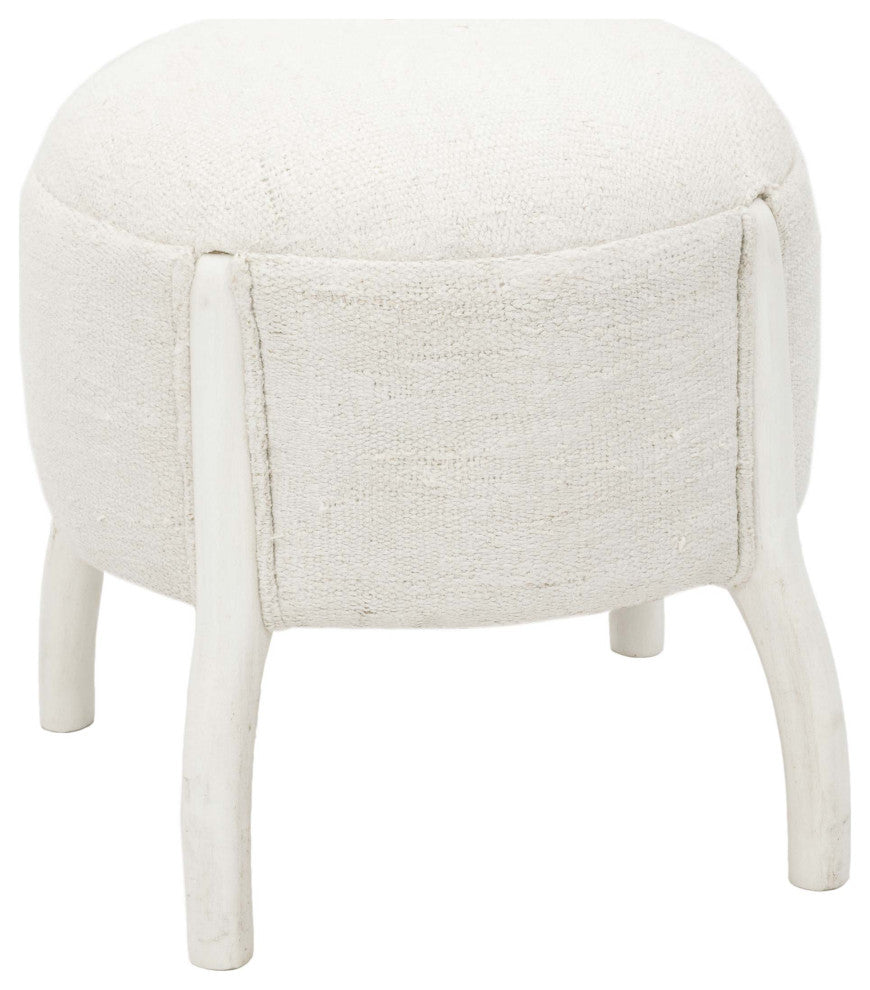 Vintage Hemp Kilim Upholstered Stool