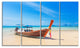 "Tropical Beach With Boat" Seashore Canvas Photo Print, 4 Panels, 48"x28"