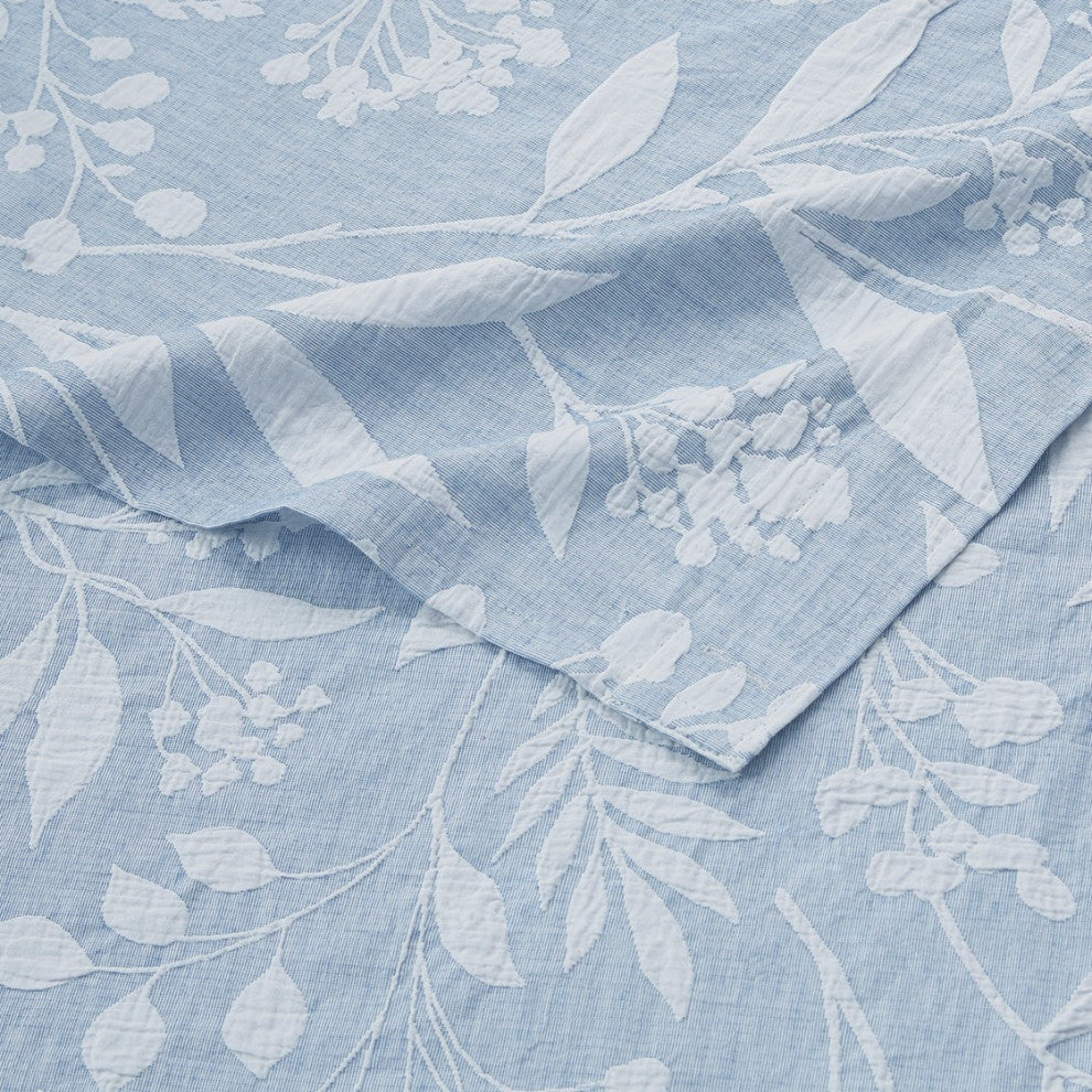 Croscill Home Winslow Botanical Textured Cotton Shower Curtain, Blue