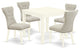 5Pc Kitchen Set - 4 Kitchen Chairs, Table Wood Structure -High Back, Linen White