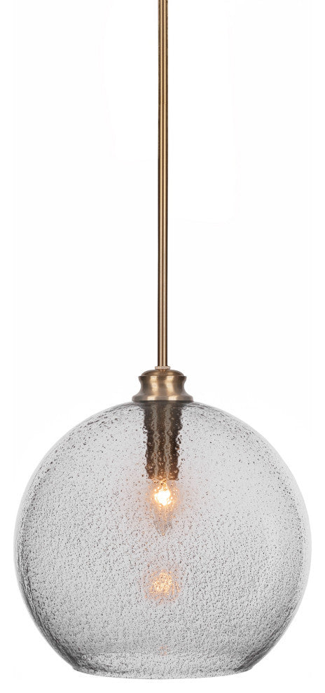 Kimbro 1-Light Stem Hung Pendant, New Age Brass/Smoke Bubble