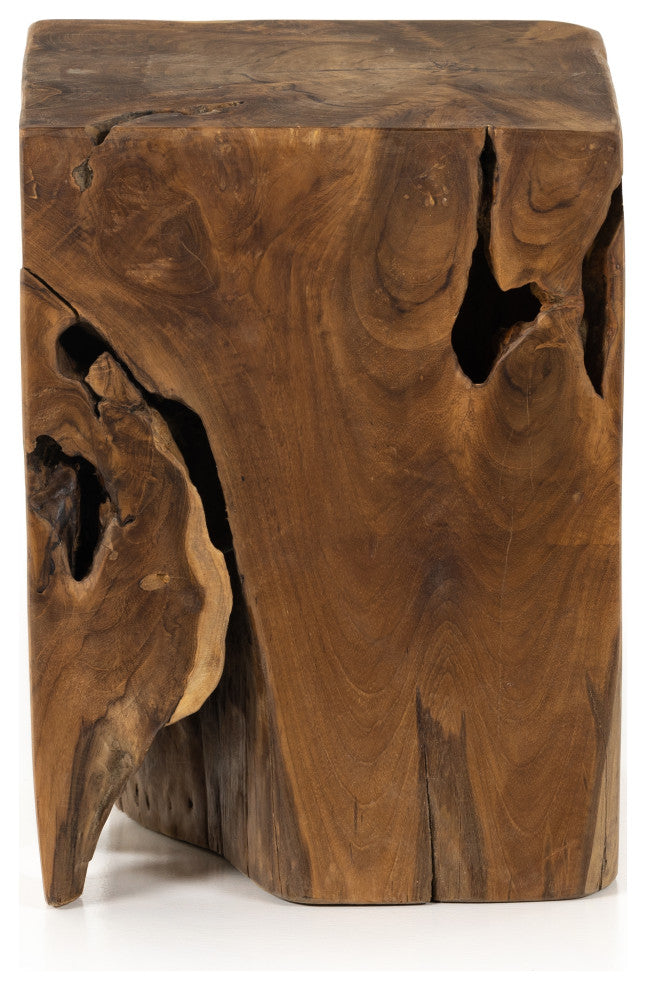 Teak Square Stool-Teak Root