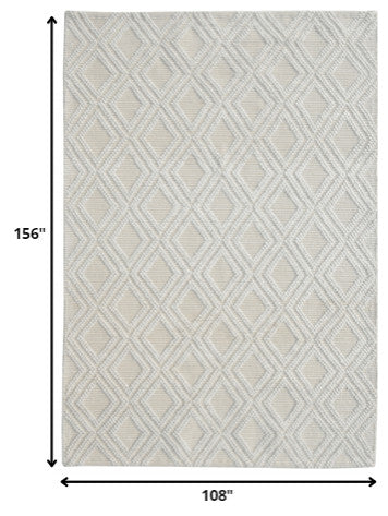 9"x13" Ivory Diamond Lattice Modern Area Rug