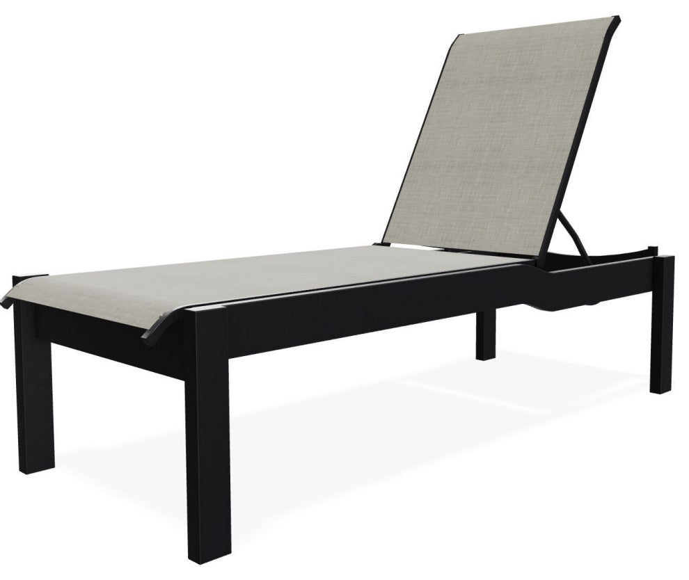 Leeward Sling Stackable Outdoor Chaise Lounge, Ella/Black