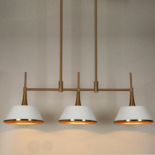 LNC 3-Light Polished Gold and White Modern Linear Kitchen Island Light