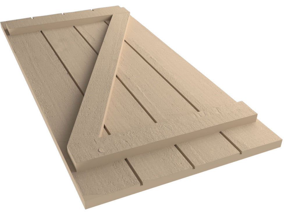 Rustic 4 Board Joined B-N-B Faux Wood Shutters, Rough Cedar, 22x82"