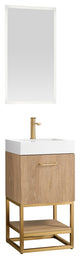 Alistair Vanity, North American Oak With Countertop, 18", With Mirror