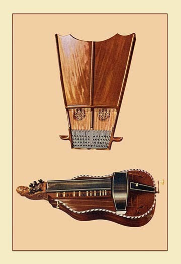 Bell-Harp and Hurdy Gurdy- Gallery Wrapped Canvas Art 28" x 42"