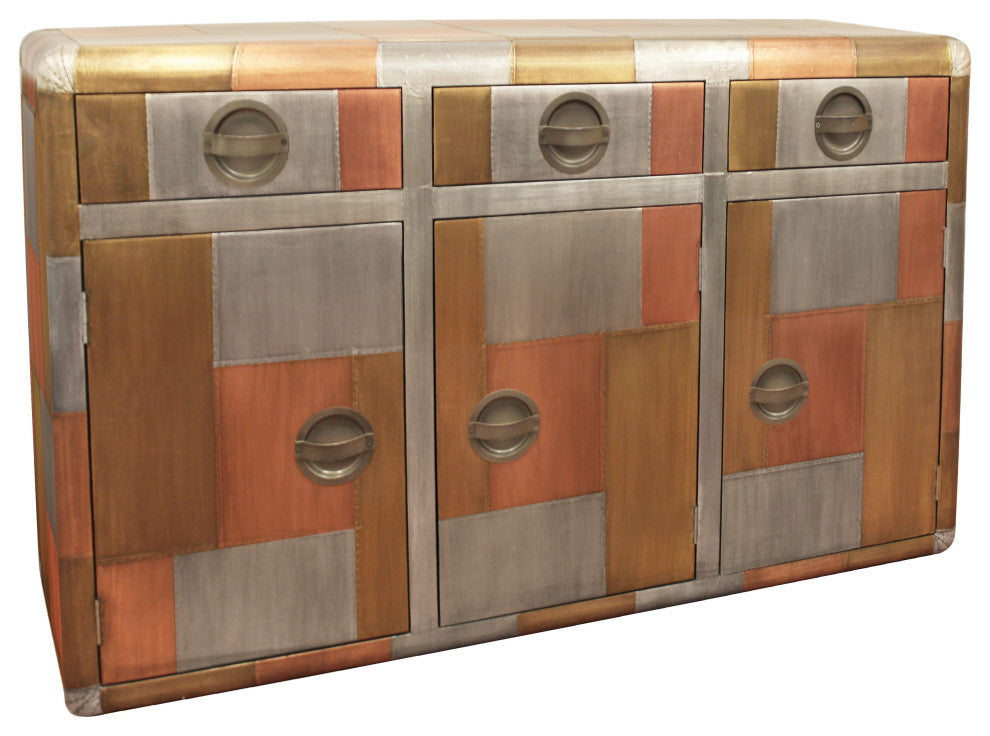Mar Vista 3-Drawer 3-Door Sideboard with Copper Metal Cladding