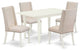 5Pc Kitchen Set, Upholstered Chairs, Butterfly Leaf Wood Table, Linen White