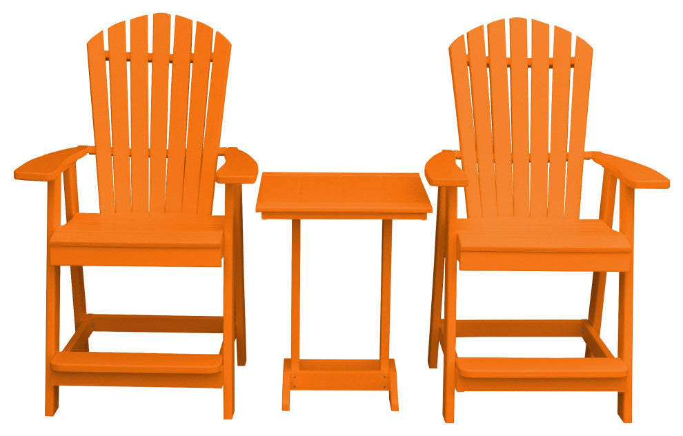 Poly Lumber Adirondack Chair with Arms, Orange, Counter Height